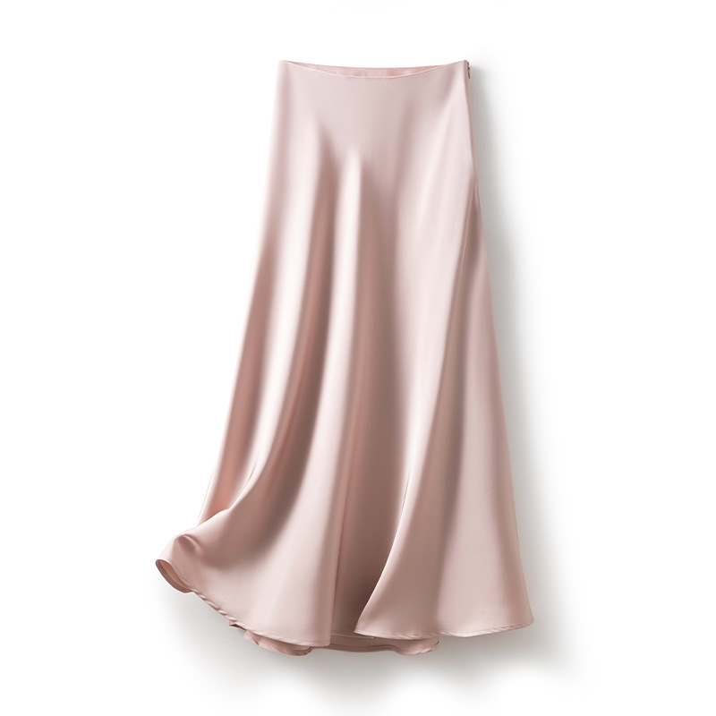 LW2260 New imitation acetate satin skirt for women Temperament commuting Korean style high waist hip solid color skirt