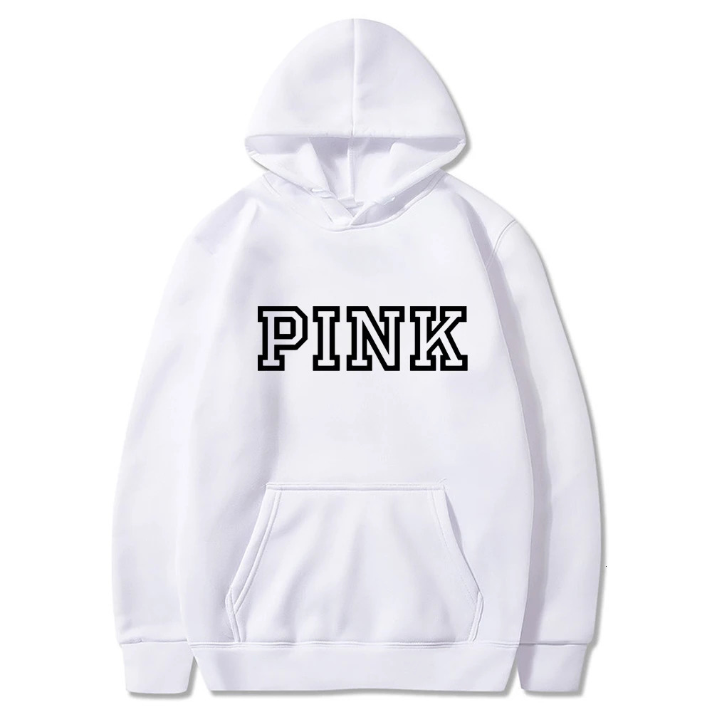 PINK Letter Printed Hoodies Hip Hop Women Street Style Hoody Autumn Loose Fleece Clothing Comfortable Pullover Sweatshirt 250116