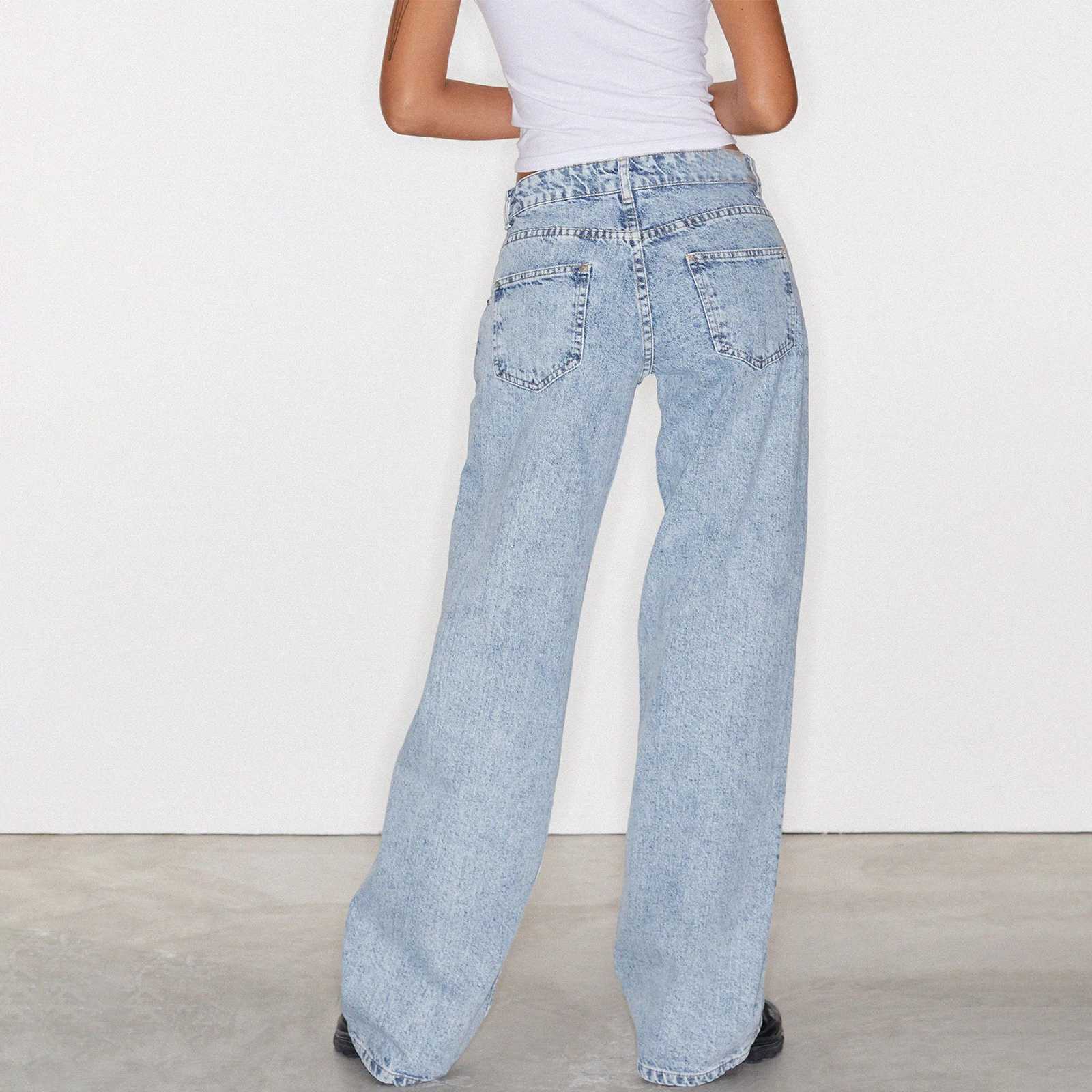Women Vintage Aesthetic Y2k Low Rise Baggy Jeans Loose Fit Boyfriend Straight Wide Leg Jeans Trendy Stretch Long Denim PantsT250208