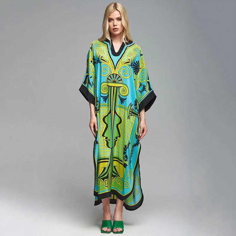Women Swimsuit Beach Cover Up dress Sleeve Kaftan Beach Tunic Long Pareos Bikinis Cover ups Summer Robe Beach Beachwear 250208