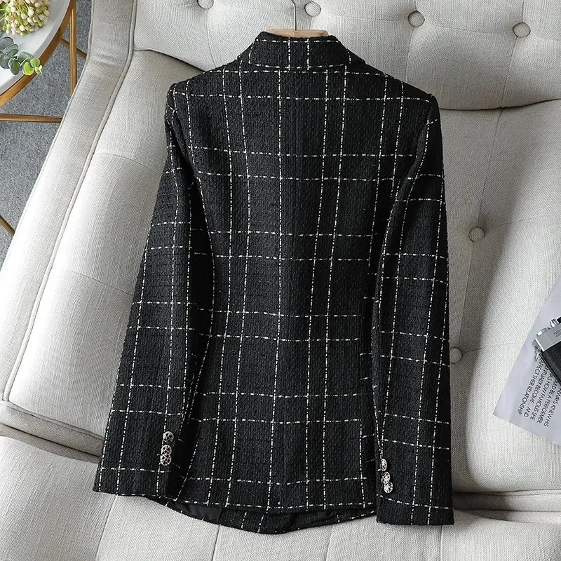 Tweed White Suit Jacket Womens 2024 Autumn Winter Coat Casual Small Fragrance Outwear Ladies Temperament Blazer Female Top 250208