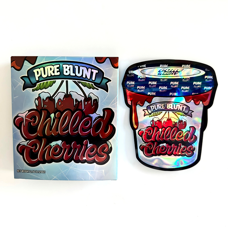 Die Cut Shape Mylar Bag 3.5G With Box Popular Mylar Bags Box Set 100+ Styles Pouch Packaging Kit In Stock For Option Customizable
