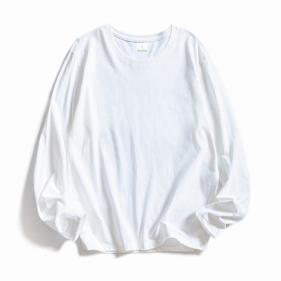 WAVLATII Womens Oneck Long Sleeve T shirts Lady White Cotton Tops Female Soft Casual Tees Black Tshirt 250208