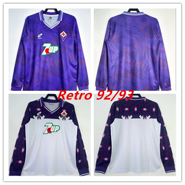 1992 1993 Retro Long sleeves classic Fiorentina Soccer jerseys Sweatshirt BATISTUTA RUI COSTA DUNGA Retro Fiorentina Football shirt chandal futbol