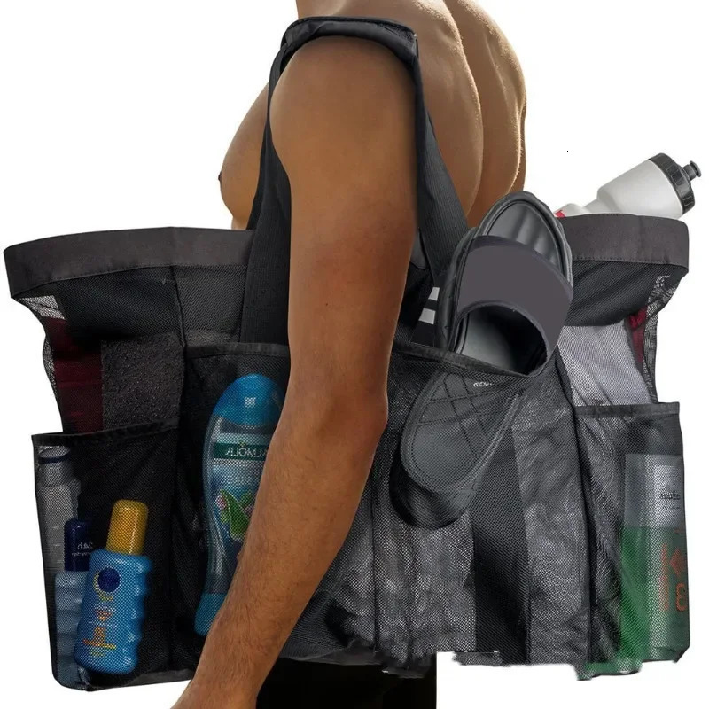 Extra Large Mesh Beach Bag with Multiple Pockets Outdoor Sprots Gym Swimming Storage Bag Travel Picnic Tote Bag 250207