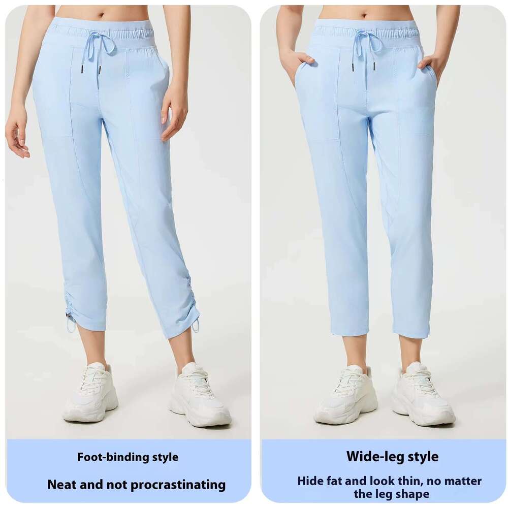 27'' Dance Studio Mid-Rise Cropped Pant Women Casual Lightweight Cinchable Hem Jogger Drawstring Sweatpants With Front Pockets