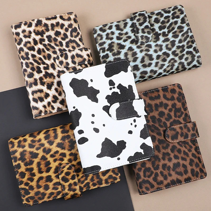A6 Leopard Print Loose Leaf Cover Plan Book Binder 6 Holes Cash Budget Binder Notebook Office Stationery 250207