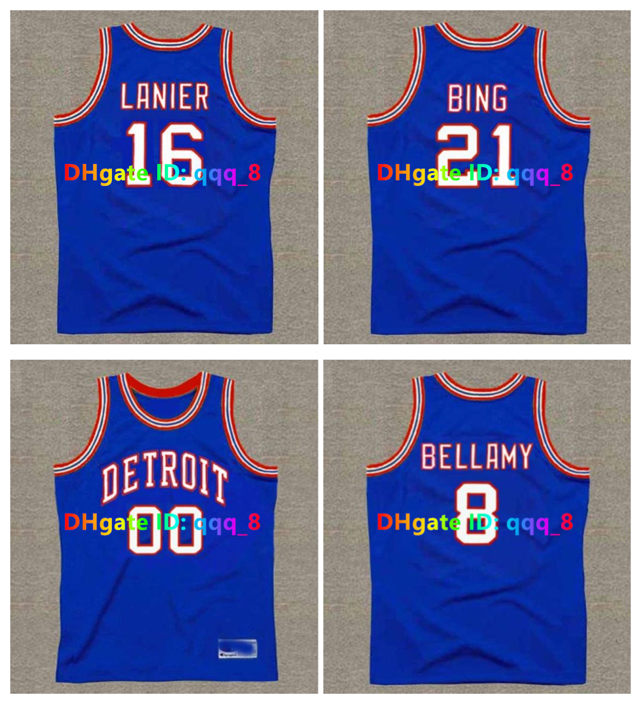BOB LANIER Piston Custom Throwback Basketball Jearsey DAVE BING WALT BELLAMY basket maillot Blue Size S-3XL