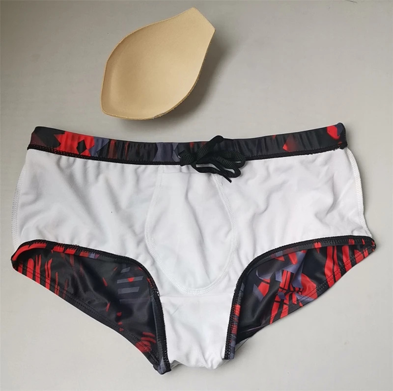 Printed Men With Cup Shorts Racing Beach Swimwear Breathable Fashion Mens Swimming Trunks Z260314