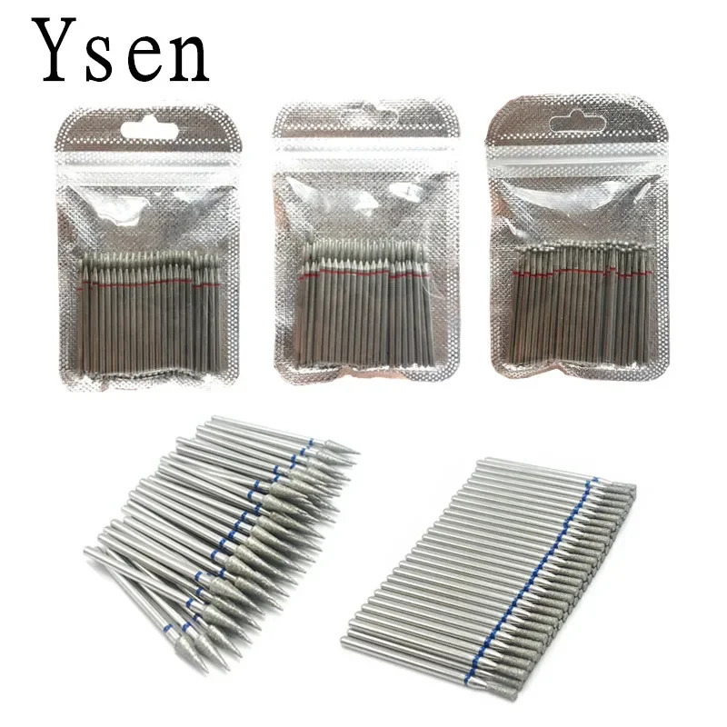 50 pcs/set drill bit set for nails Cutter Dental Diamond Grinding Polish Burs Dental Lab Polisher 2.35mm Shank Nail Tools 250210