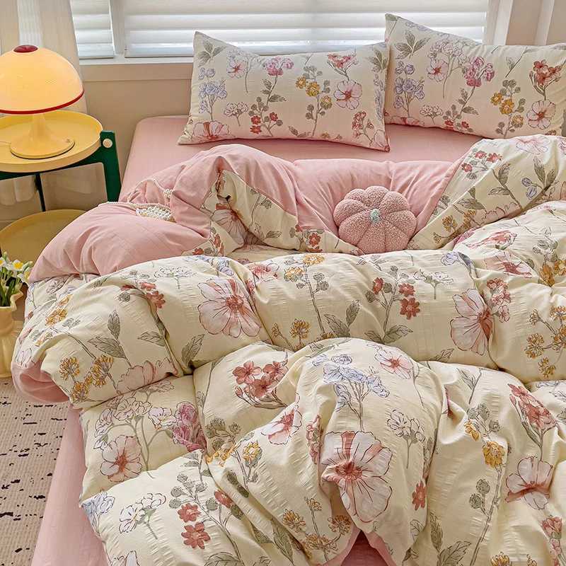 Washed Cotton Bedding Comforter Set case bed sheet Single Full Size Bed Linen Duvet Cover Set Queen/King Double Size Z250208