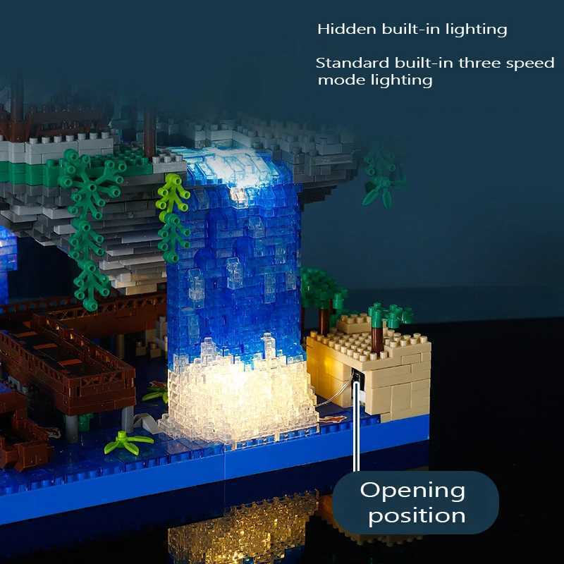 Blocks Peach Blossom Pool Castle Building Blocks Assembling Series Building Model Educational Childrens Micro-Particle Assembling Deco H250207