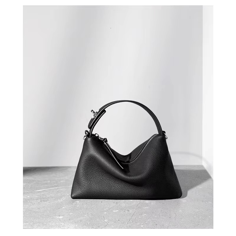 Ladies Genuine Leather Bags - Elegant Pillow Style Shoulder Bag Soft Cowhide, High-Quality Commute Tote For Women In Gray
