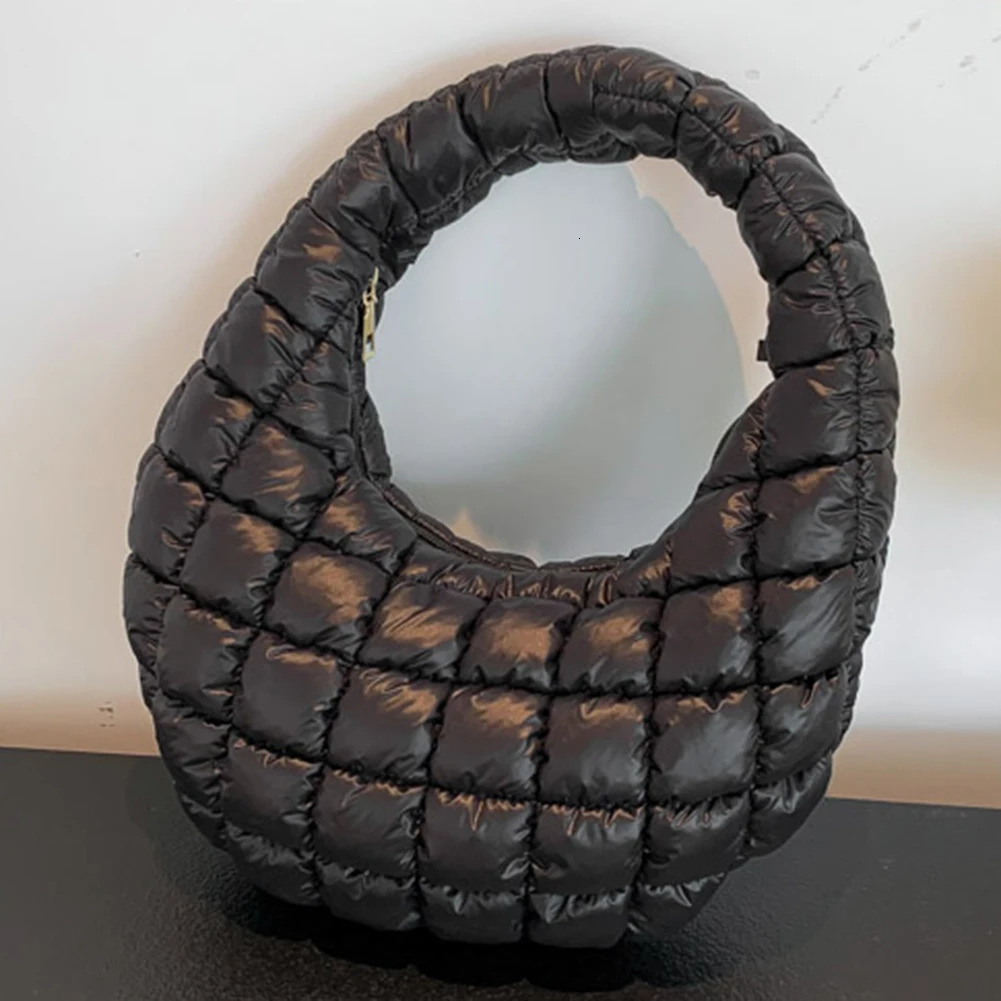 Quilted Embroidered Thread Womens Bag Pleated Cloud Mini Handbags Down Padded Lightweight Clutch Bag Cotton Small Shoulder Bags 250207