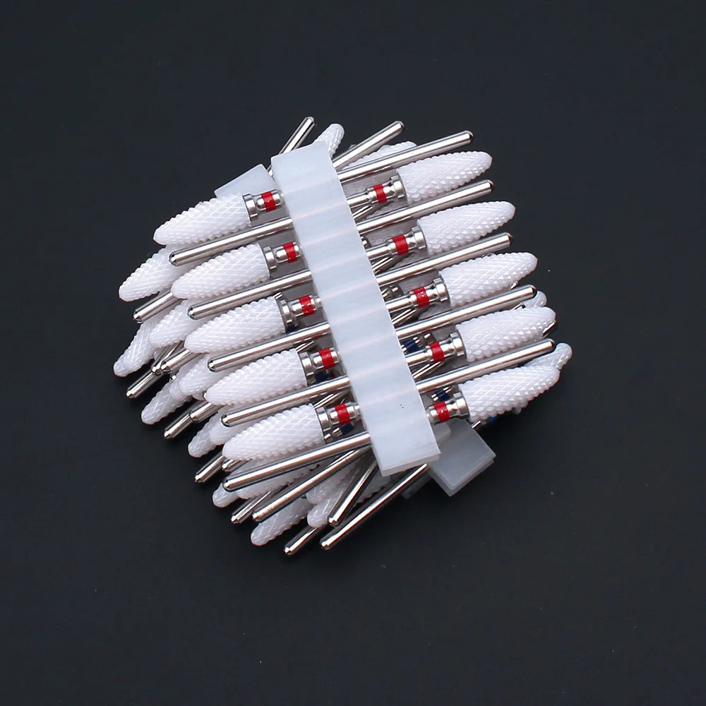 10pc/Set Milling Cutter Ceramic Nail Drill Bits Electric Manicure Files Kit Cuticle Burr Gel Polish Tools Accessories 250210