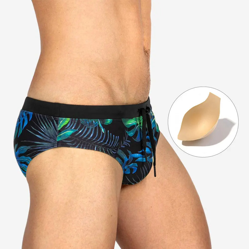 Summer Mens Trunks Low Waist Bikini Trunk Sexy Swimsuit Quick-Drying Push Pad Shorts Beach Swimming Surf Plus Size Z260312