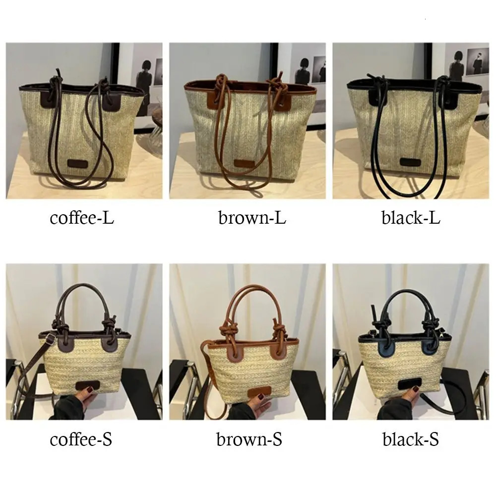 Handmade Braid Straw Bag Large Capacity Rattan Woven Shoulder Bag Tote Bags Big Handbags for Summer Beach Women 250207