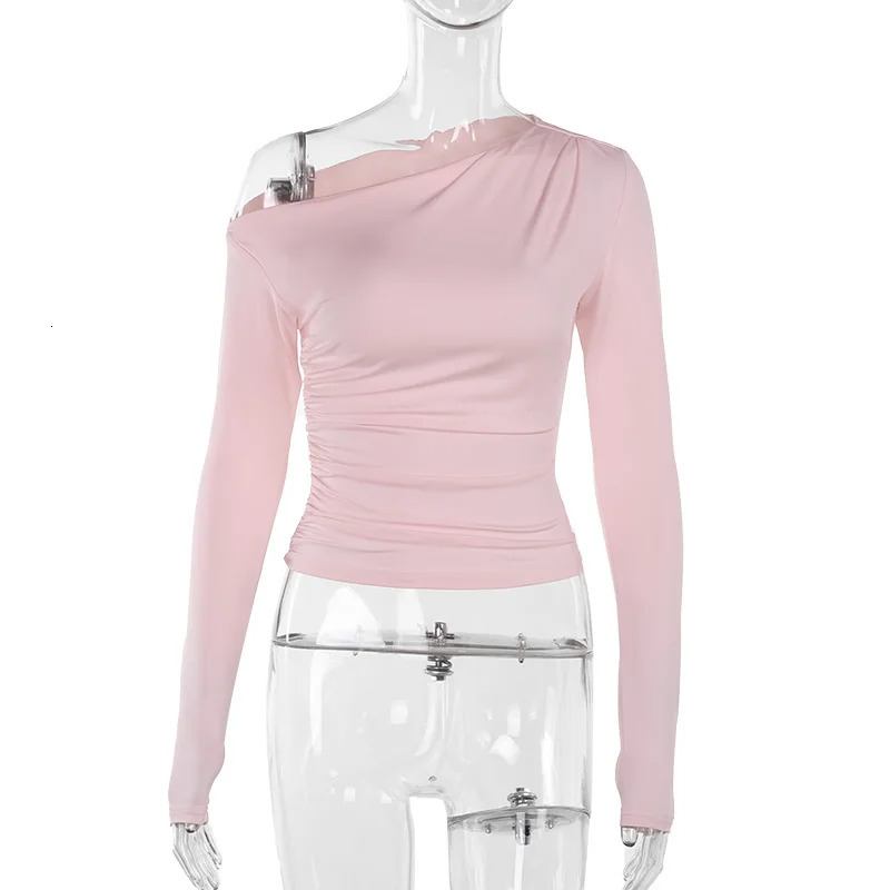 Custom Womens Casual Long Sleeve Boat Neck Off Shoulder Slim Fit Crop Top Going Out Blouses Y2K Tight Shirts XY24338SKO 250208