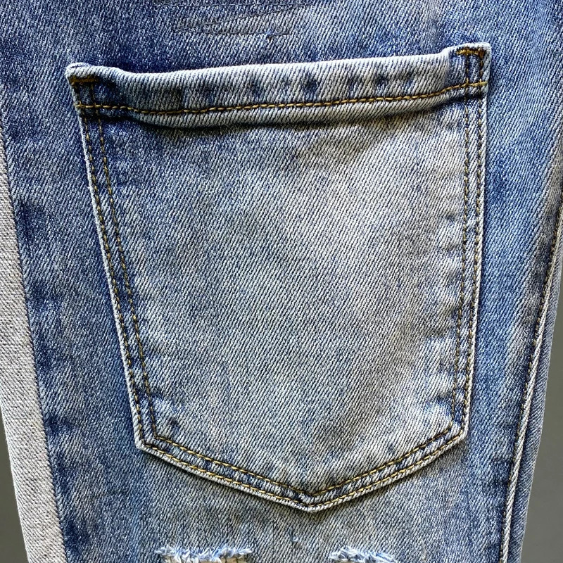 Supzoom Arrival Top Fashion Autumn Zipper Fly Stoashed Casual Patchwork Cargo Denim Pockets Cotton Jeans Men 250115