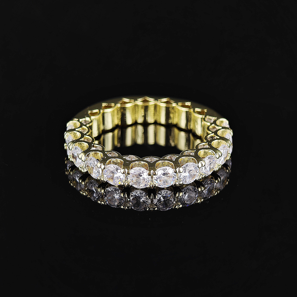 Unique Design Rose Gold 925 Silver Color Round 5A Cubic Zircon CZ Diamond Gemstones Eternity Band Ring for Women Anniversary Gift Jewelry Wholesale