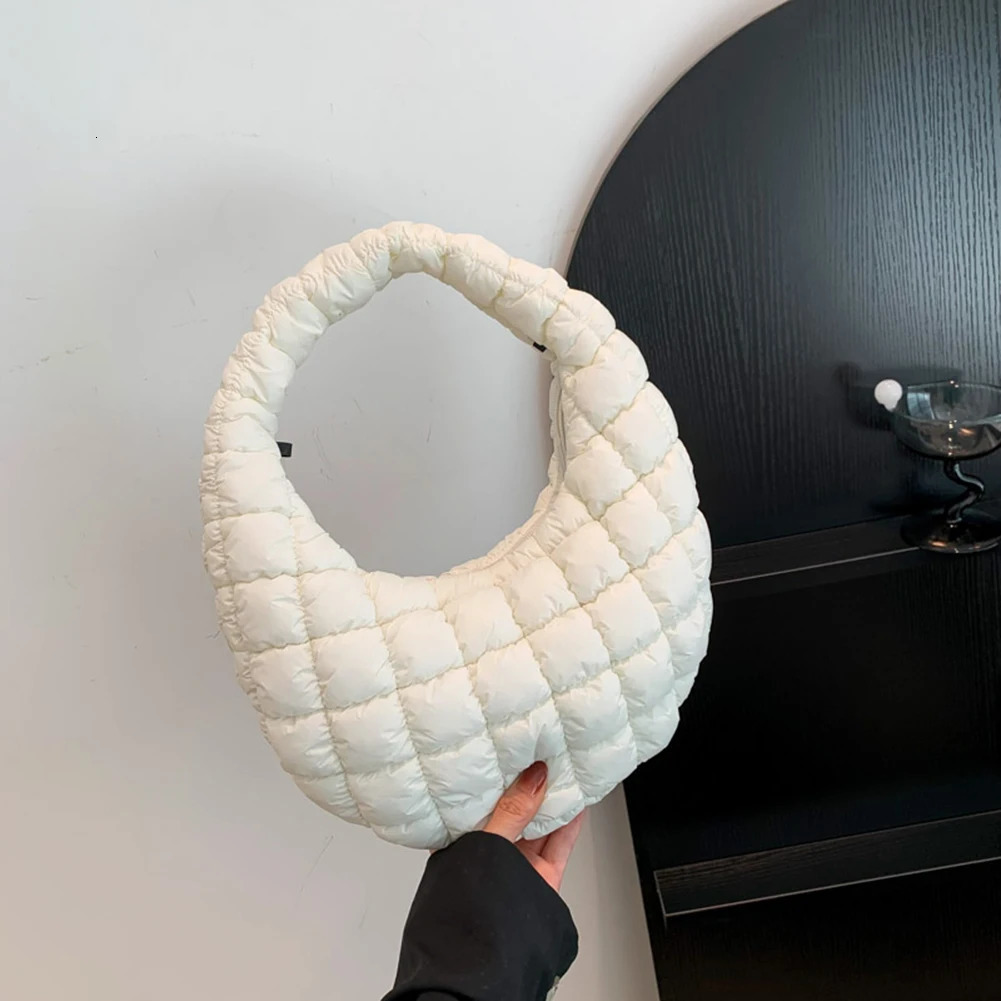 Quilted Embroidered Thread Womens Bag Pleated Cloud Mini Handbags Down Padded Lightweight Clutch Bag Cotton Small Shoulder Bags 250207