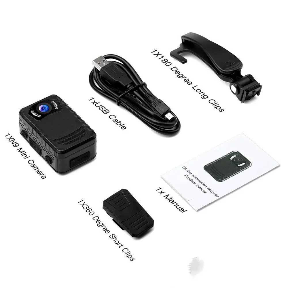 BOBLOV N9 Mini Body Camera Full HD 1296P Body Mounted Camera Small Portable Night Vision Police Body Cam 128GB/258GB Mini Camera R250610