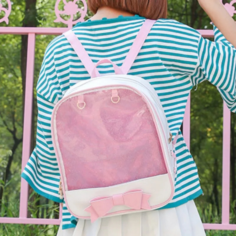 Clear Transparent Backpacks Women Harajuku Bow-knot Itabags Bags School Bags for Teenager Girls er Ita Bag Bookbag Bolsa 250207