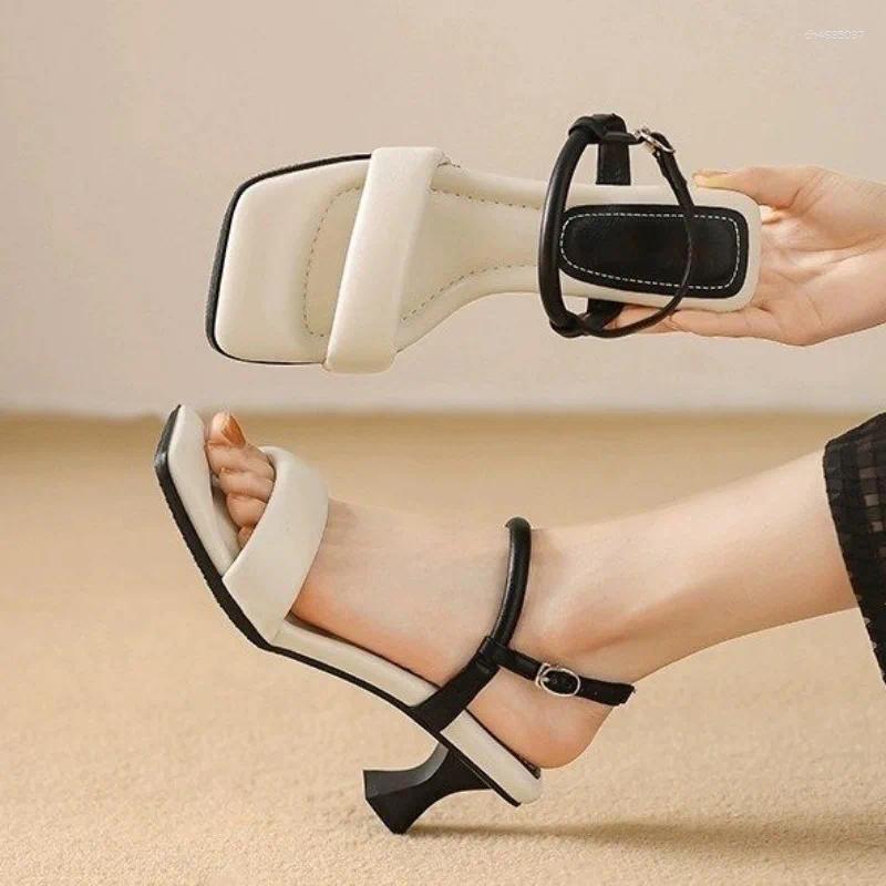 Sandals One Word For Women's Summer 2025 Thick Heels Open Toe High Non Slip Shoes Mom's zhanyishengli