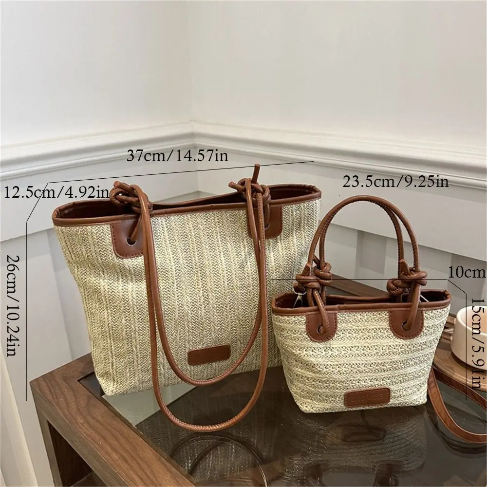 Handmade Braid Straw Bag Large Capacity Rattan Woven Shoulder Bag Tote Bags Big Handbags for Summer Beach Women 250207