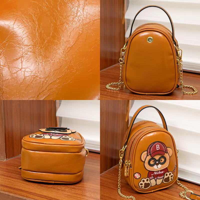 Fashionable Small Shoulder Bags Woman Cute Bear Mini Cellphone Women's Multi Pockets Purse Crossbody Bag Gift For Girl