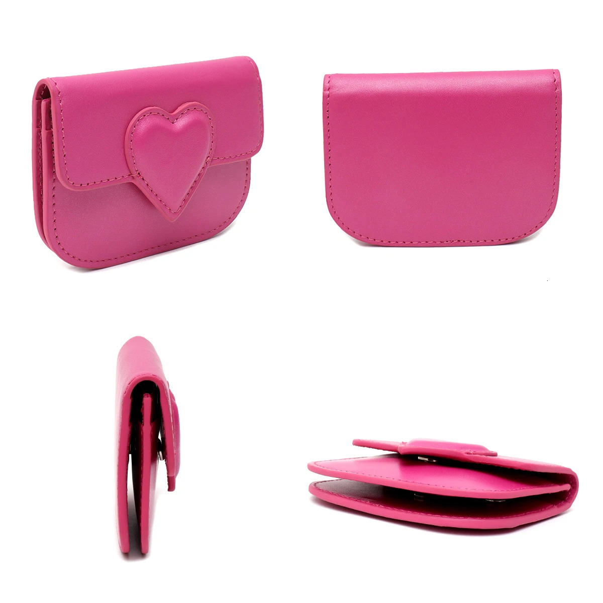 Fashion Women Cowhide Credit Card Holder Cute Heart Shaped Small Wallet Multi Card Slots Purse Portable Perfect Valentines Gift 250207