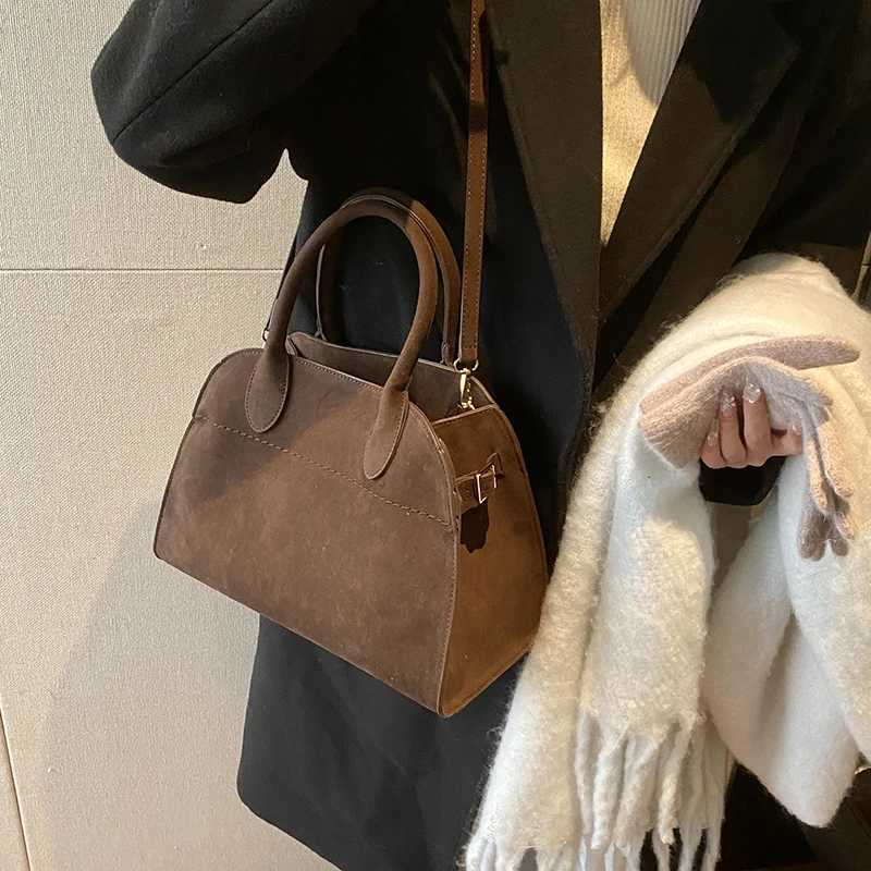 MOODS Branded Red Color Large Size Women Handbags Pure Color Suede Shoulder Shopper Tote Bag 2024 Luxury Designer Handbags B250618