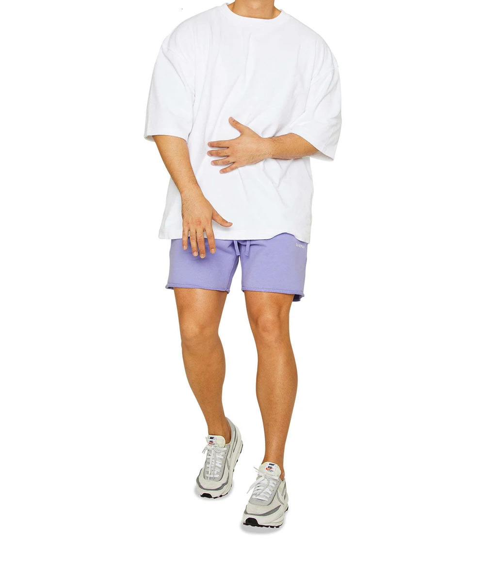 Mens Cotton Running Shorts Loose Bodybuilding Sweatpants Fitness Short Pants Jogger Gym Vintage Male Purple Bright Color 250206Z