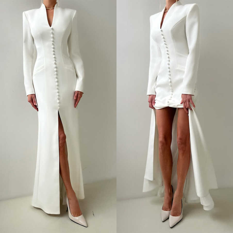 Unique Mother of the Bride Suits Button Single Breasted Long Sleeve Women Business Blazer V Neck Formal Work Wear Customized
