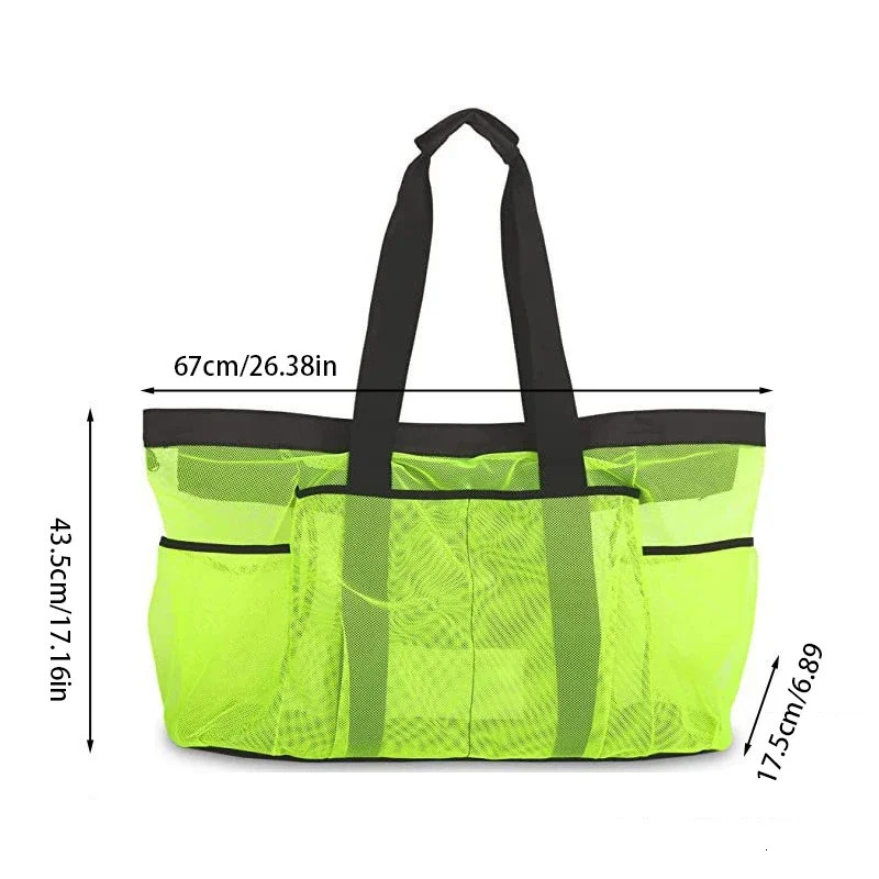 Extra Large Mesh Beach Bag with Multiple Pockets Outdoor Sprots Gym Swimming Storage Bag Travel Picnic Tote Bag 250207