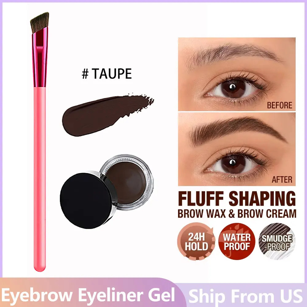 3Color Eyebrow Pomade Eyeliner Gel Waterproof Longlasting Tinted Sculpted Brow with Brush Stamp Pencil Kit 250108