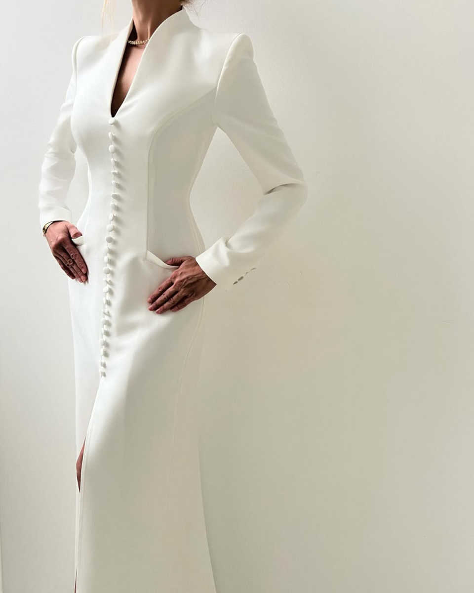 Unique Mother of the Bride Suits Button Single Breasted Long Sleeve Women Business Blazer V Neck Formal Work Wear Customized