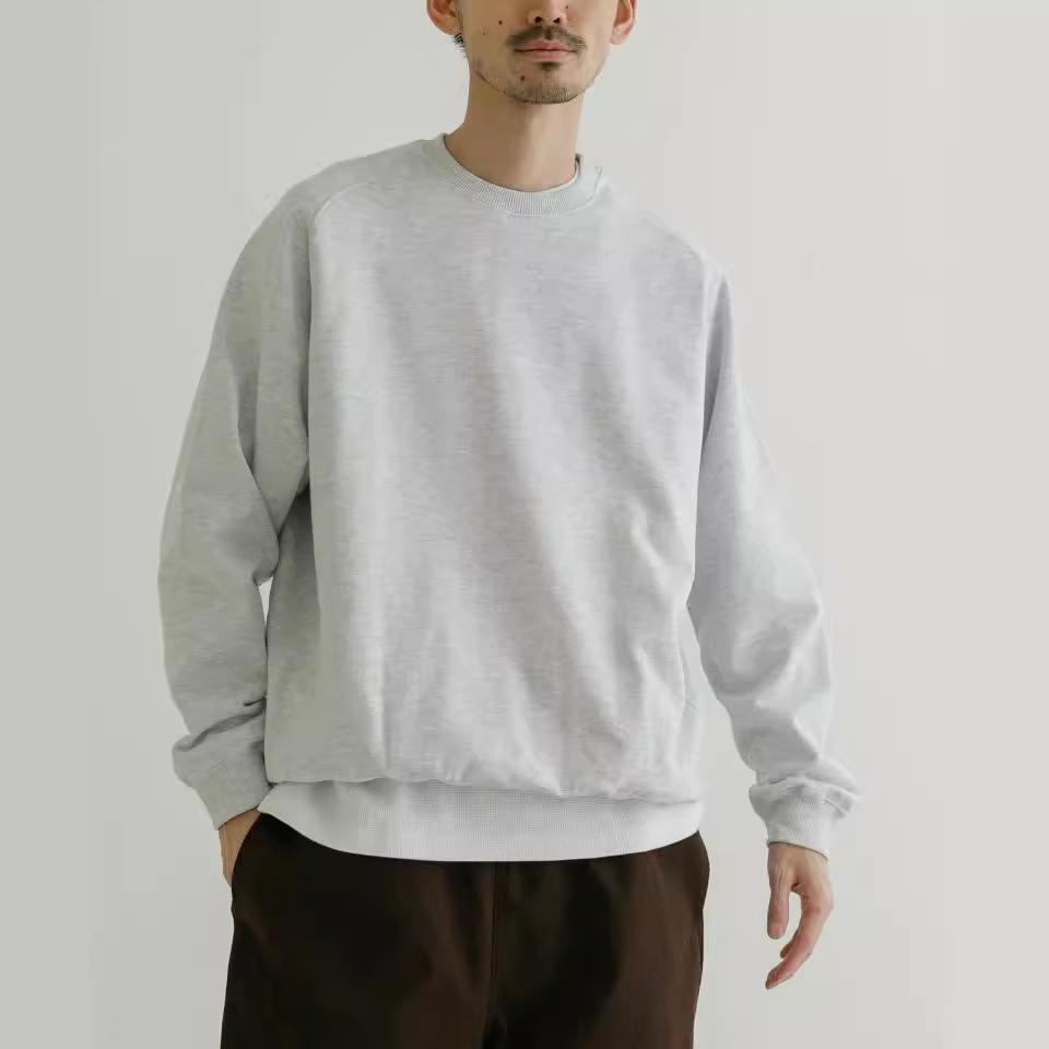 D5310 Spring long-sleeved solid color sweatshirt street trend foreign trade men's loose solid color round neck men's sweatshirt leisure spor