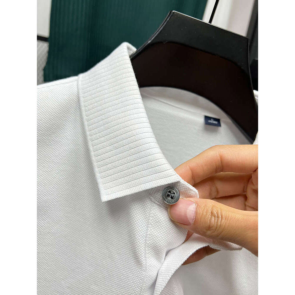 High end 100% pure cotton summer polo shirt, short sleeved business hot stamping casual top, t-shirt, lapel and slit