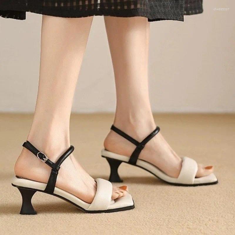 Sandals One Word For Women's Summer 2025 Thick Heels Open Toe High Non Slip Shoes Mom's zhanyishengli