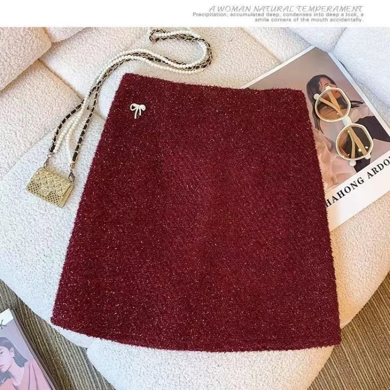 2024 HighWaisted Tweed Mini Dress AntiExpre Skirt Versatile For Year Atmosphere Celebration 250206Z