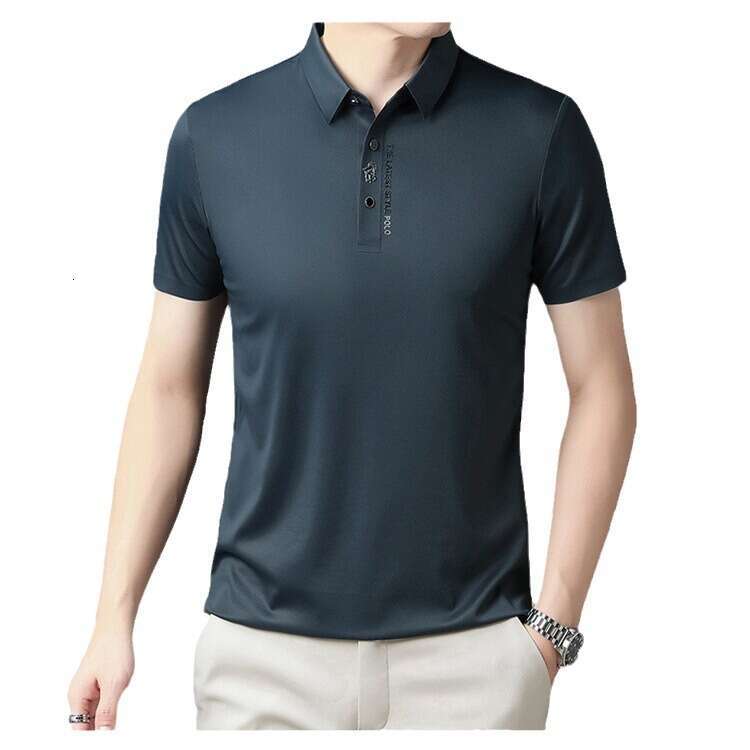 High end summer polo shirt, business casual, seamless ice silk short sleeved T-shirt, lapel, small horse logo hot stamping