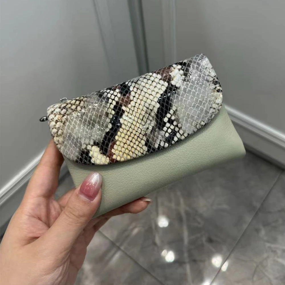 10 Colors Snake Pattern Cow Leather Short Wallet Women Fashion Python Genuine Cowhide Tri-fold Card Holder Purse Ladies 250207
