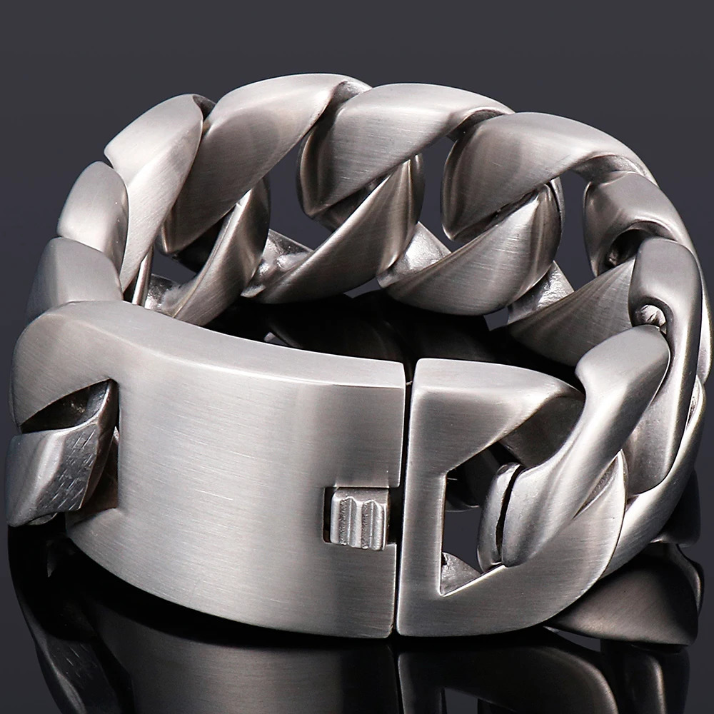 Heavy Metal Powerful 31MM Wide Thick Curb Chain Man Bracelet Men Massive Stainless Steel Mens On Hand Jewellery Bracelets Bangle 250120