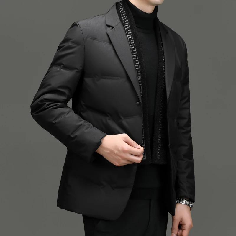 2024 Autumn Mens Hooded Down Jacket 90 White Duck Thickened Warm and Cold Resistant Short Casual Fashion 250109Z