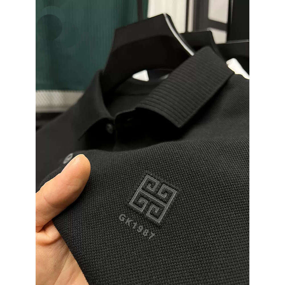 High end 100% pure cotton summer polo shirt, short sleeved business hot stamping casual top, t-shirt, lapel and slit
