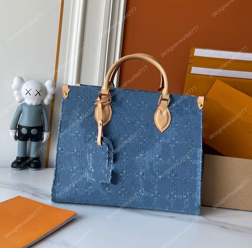 10A New Luxury womens designer bag denim onthe shoulder crossbody bags blue leather tote bags ladies handbag purse M46871 high quality