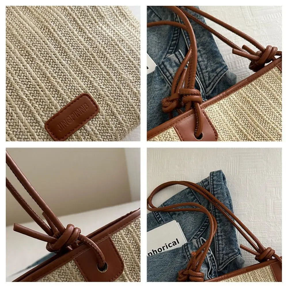 Handmade Braid Straw Bag Large Capacity Rattan Woven Shoulder Bag Tote Bags Big Handbags for Summer Beach Women 250207
