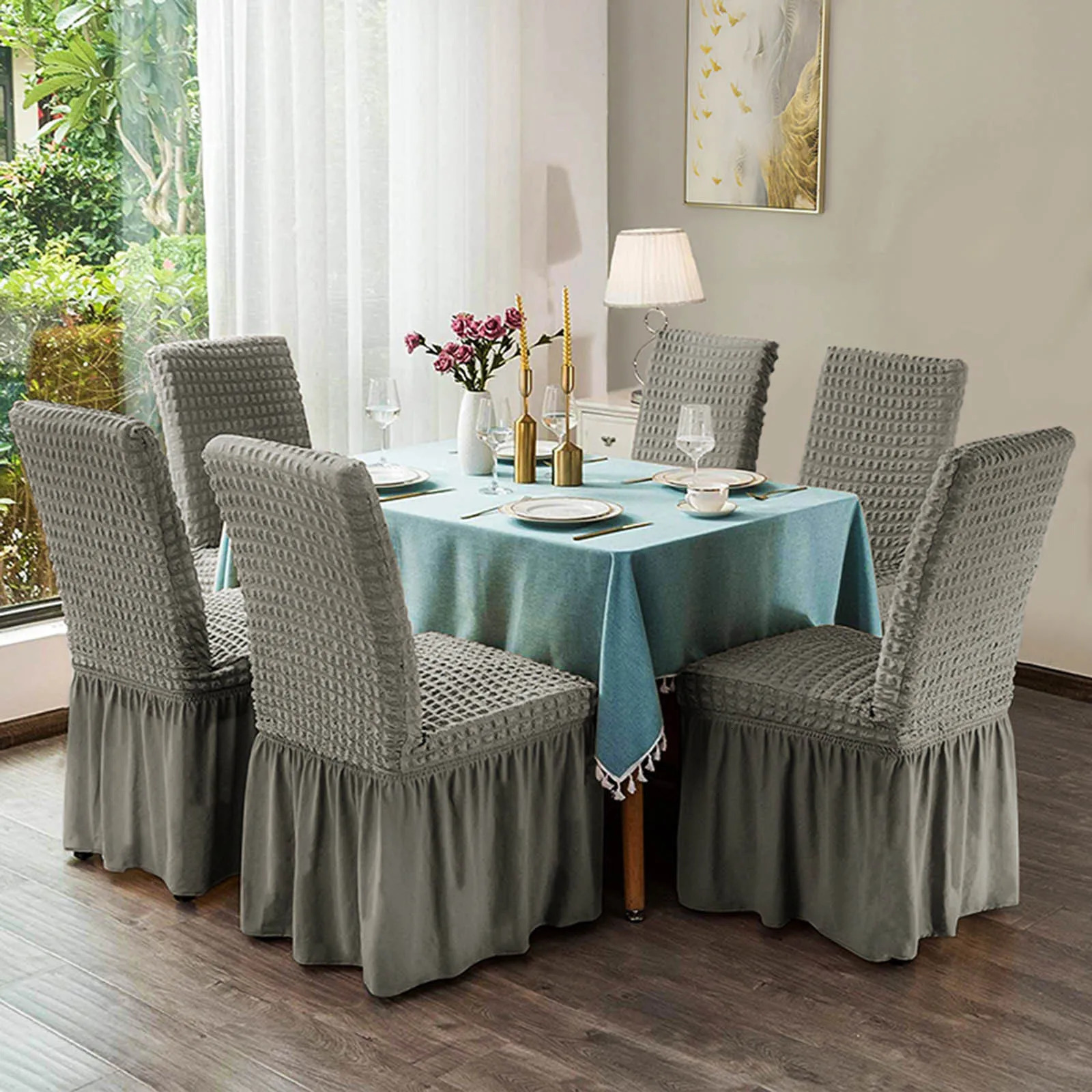 Couch Cover 1 Piece Skirt Dining Chair Covers French Country Stretch Slipcovers For Home Party Sofa Throw Cover Extra Large 250208