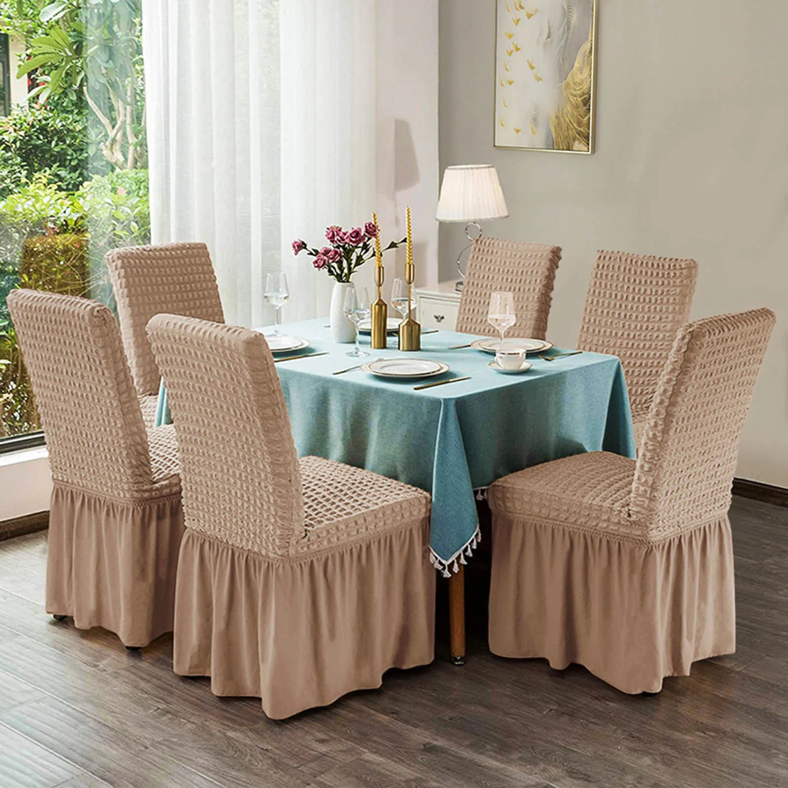 Couch Cover 1 Piece Skirt Dining Chair Covers French Country Stretch Slipcovers For Home Party Sofa Throw Cover Extra Large 250208